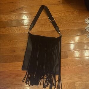 Golden Goose black leather fringe bag